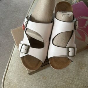 Comfortiva Women's Emah Comfortable Slip-Resistant Wedge Sandals, Beige, 9.5 new